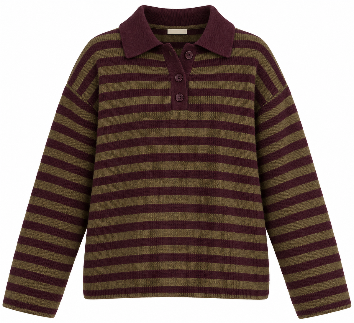 Brown & Khaki Striped Collared Jumper
