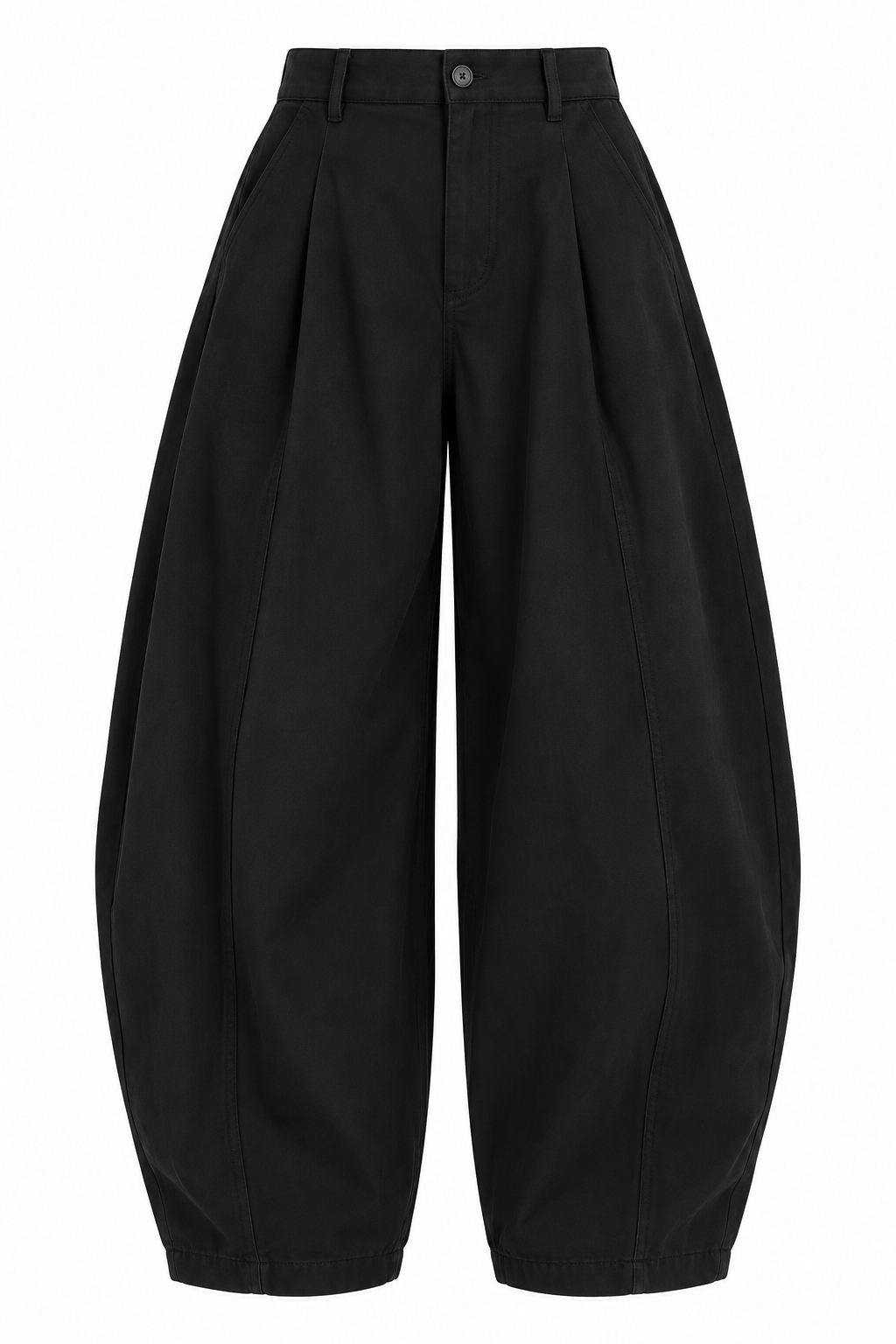 Black Pleated Barrel Trouser