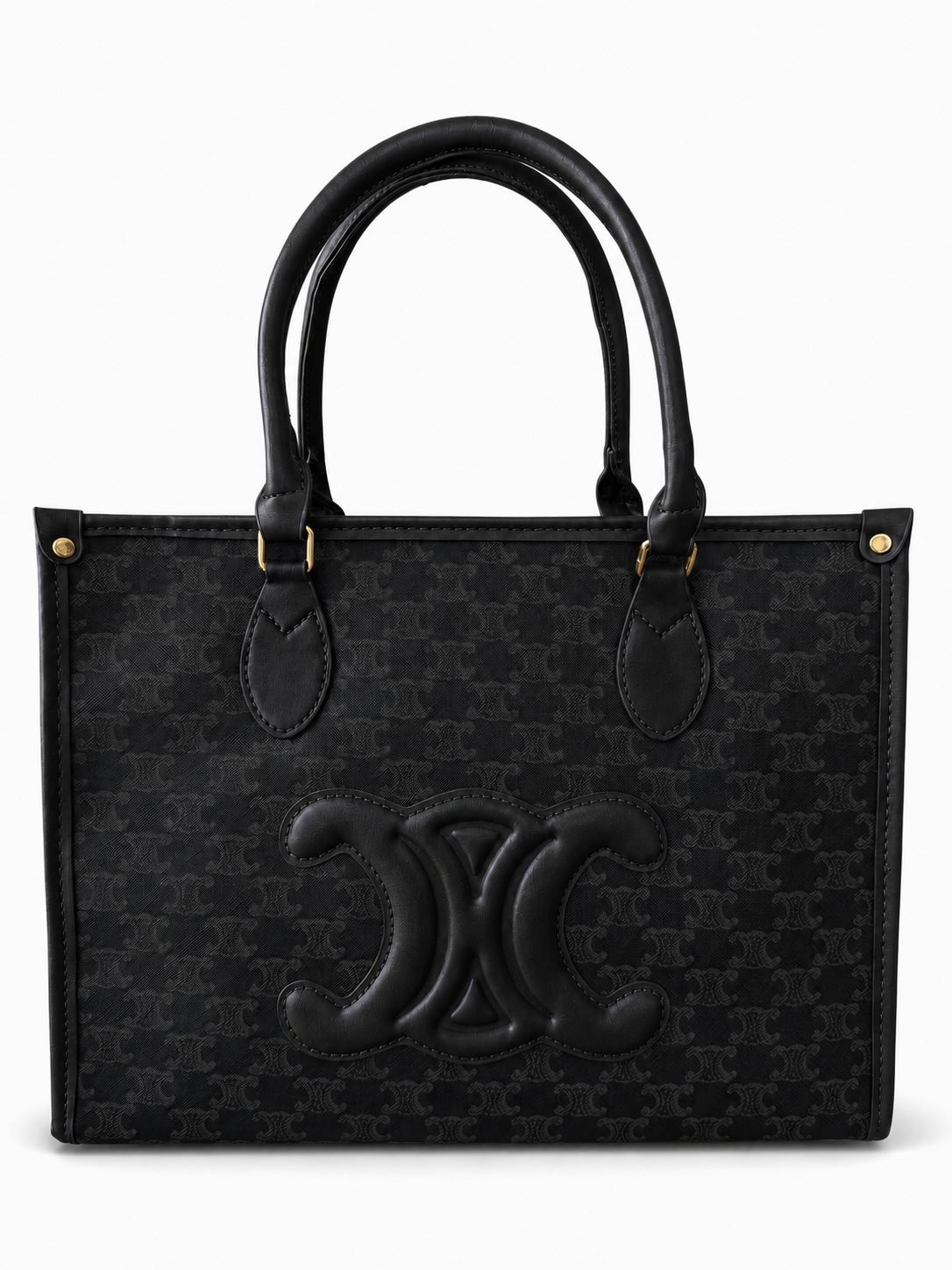 BLACK MONOGRAM TOTE BAG