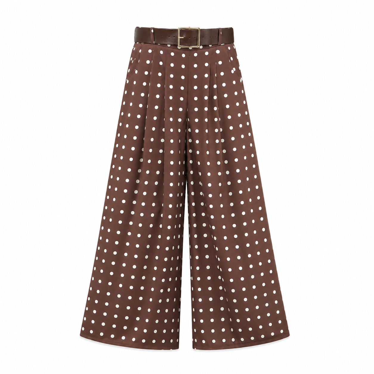 Polka Dots Wide Leg Belted Trousers