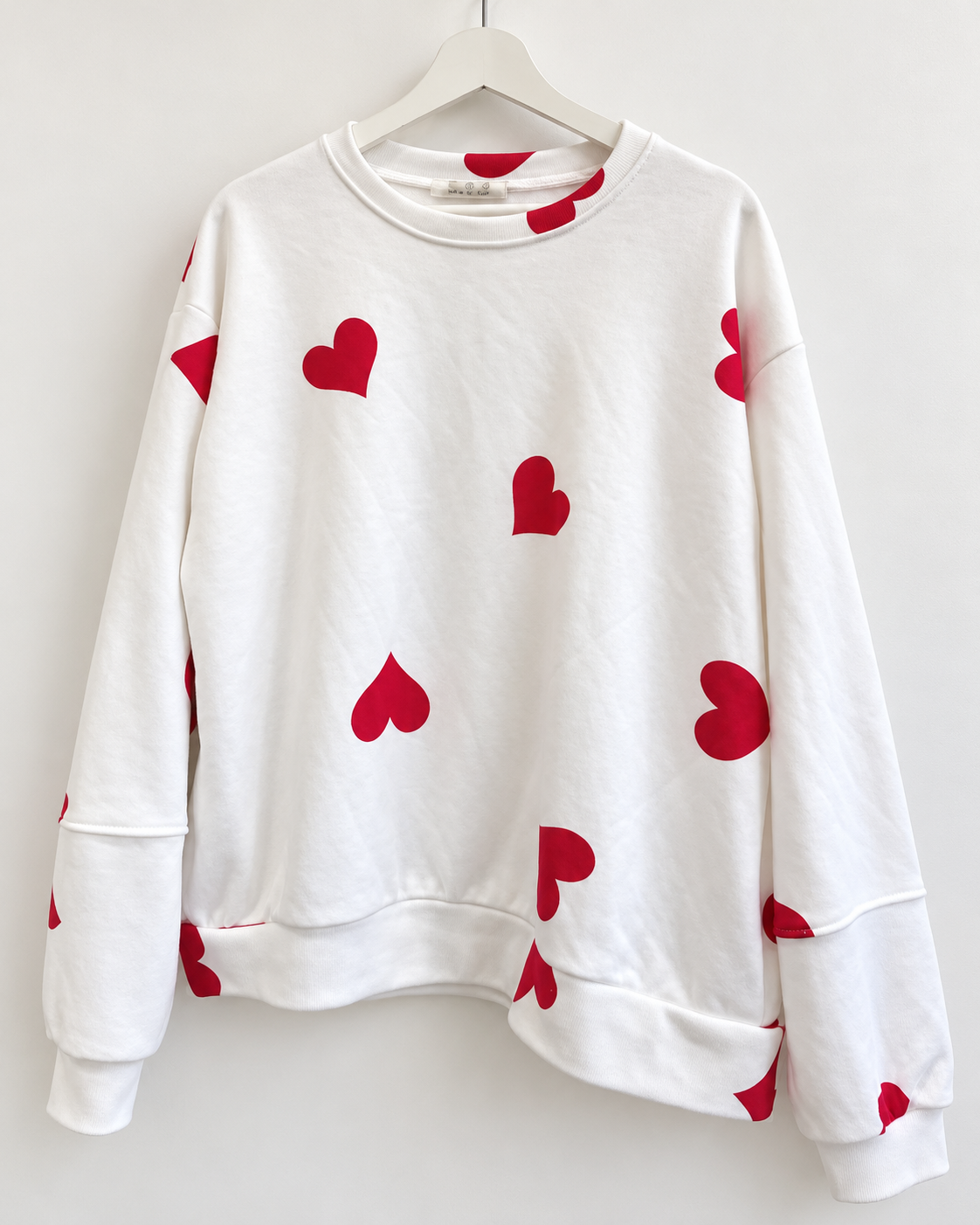 Red Heart Print Oversized Sweatshirt