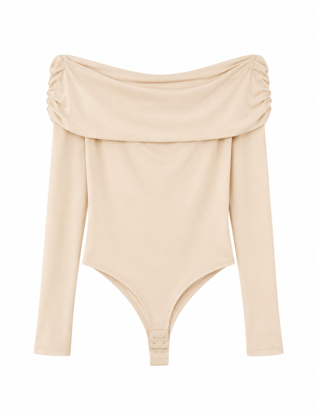 RUCHED BARDOT LONG SLEEVE BODYSUIT
