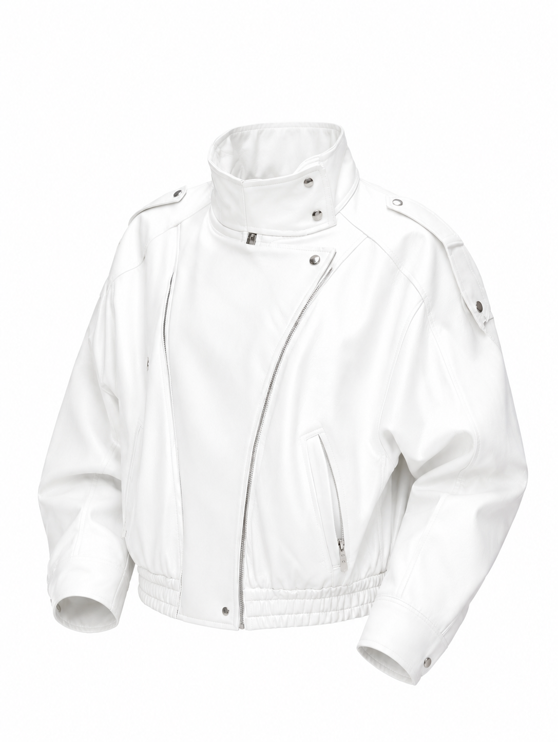 Faux Leather High Neck Jacket