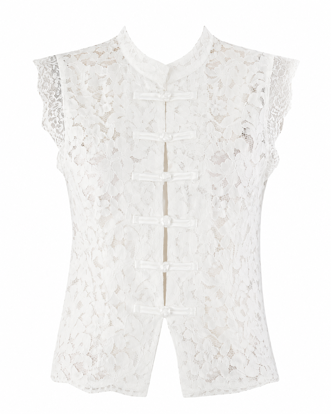 Lace Sleeveless Mandarin Blouse