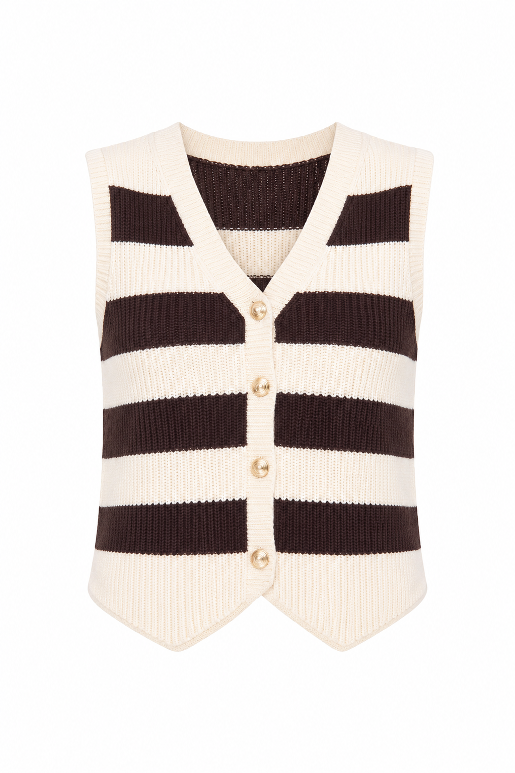 Striped Knit Button Vest