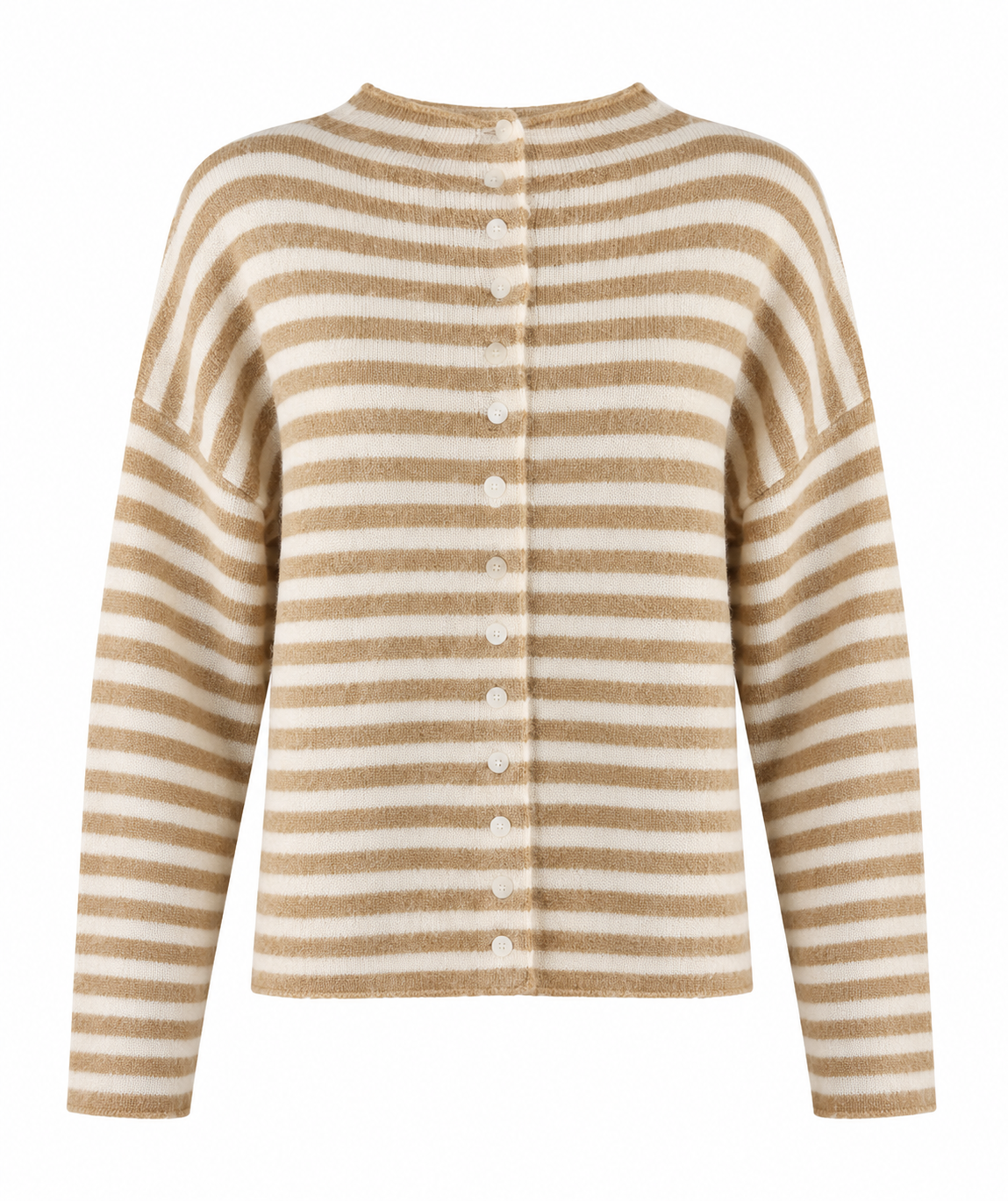 High Neck Striped Cardigan