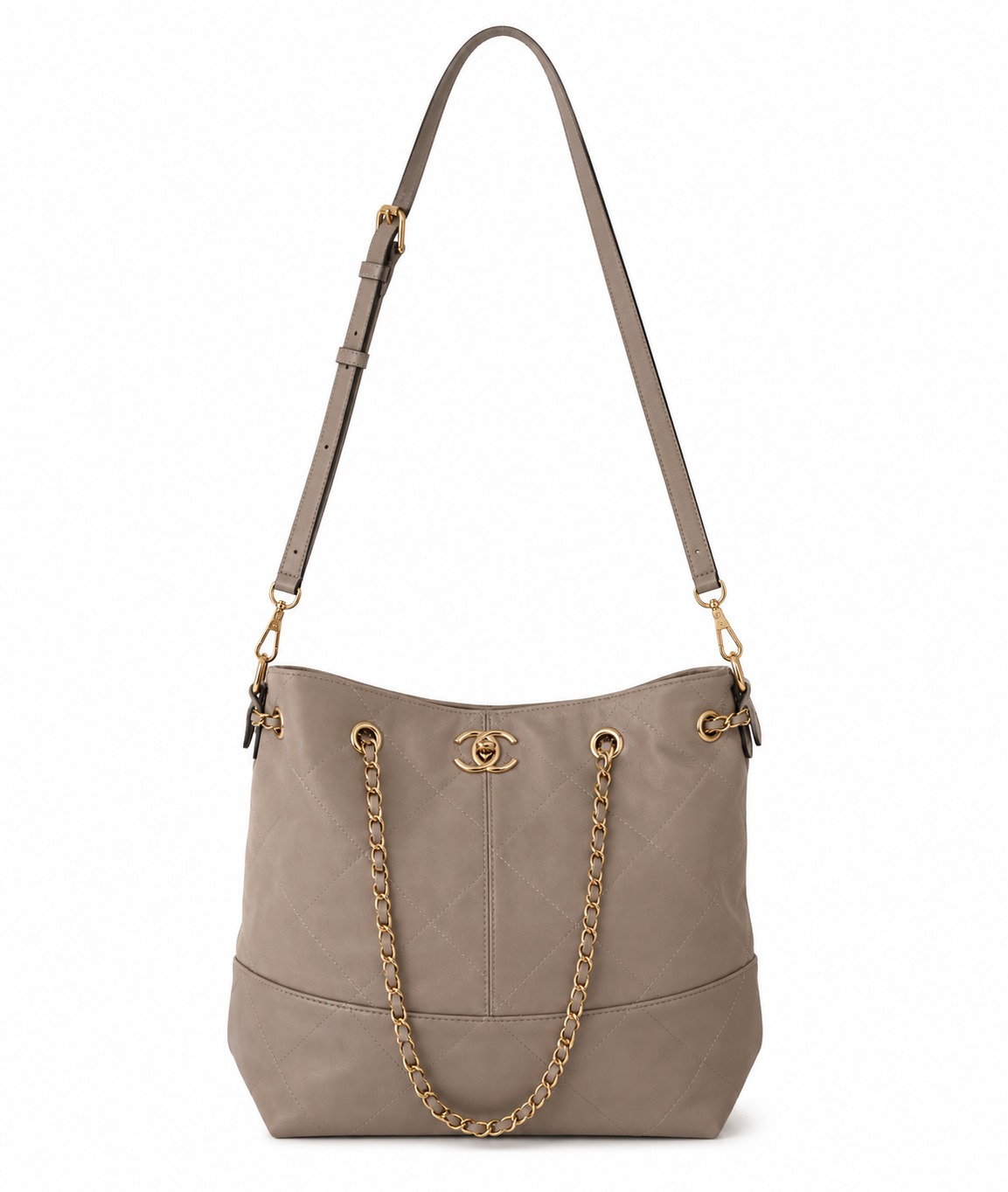 Quilted faux leather TAUPE oversized CHANGE BAG