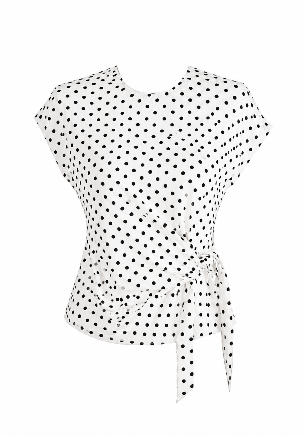 Satin Polka Dots Side Wrap Blouse