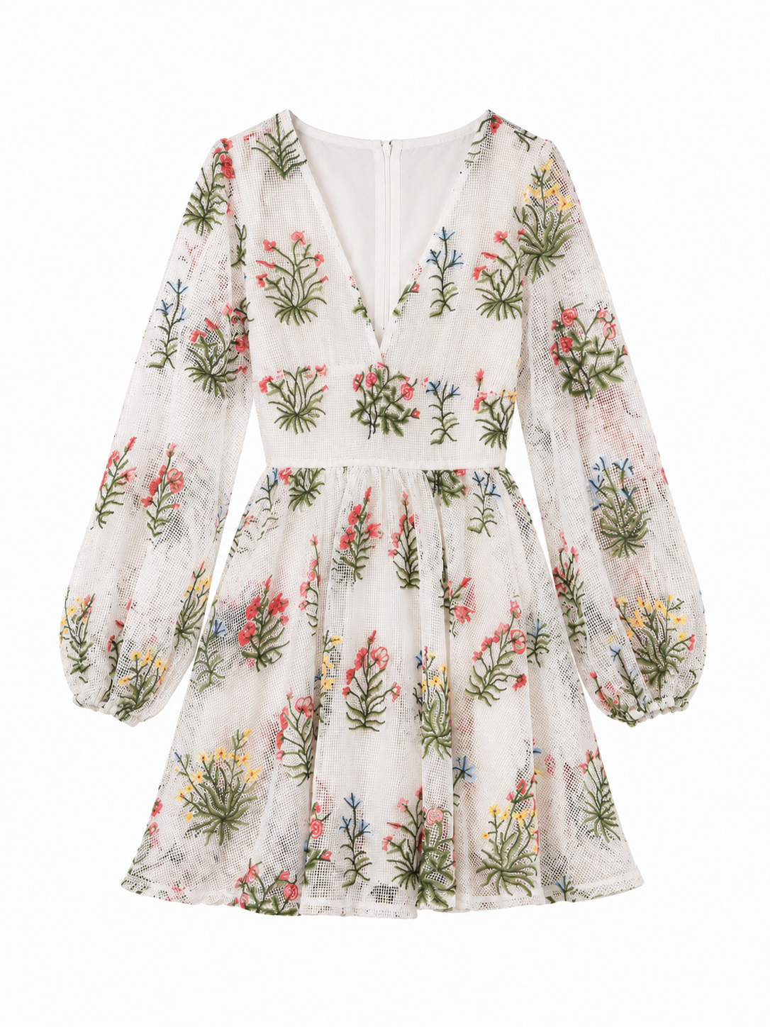 Floral Embroidered Mini Dress