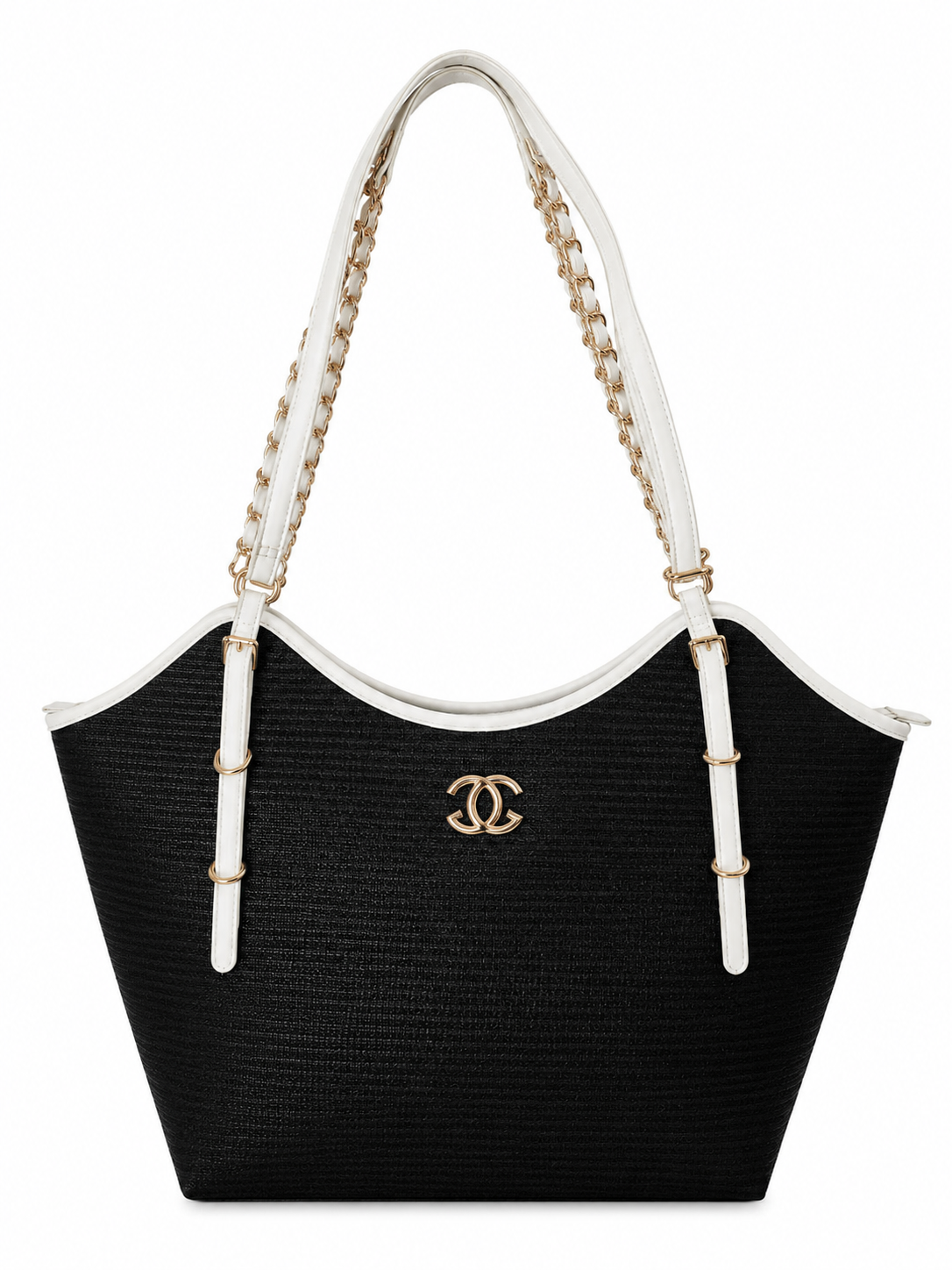 Elegant Woven Tote Bag in Black & White