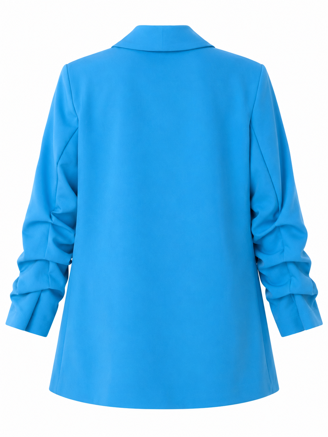 Blue Open Blazer with Ruched Sleeves