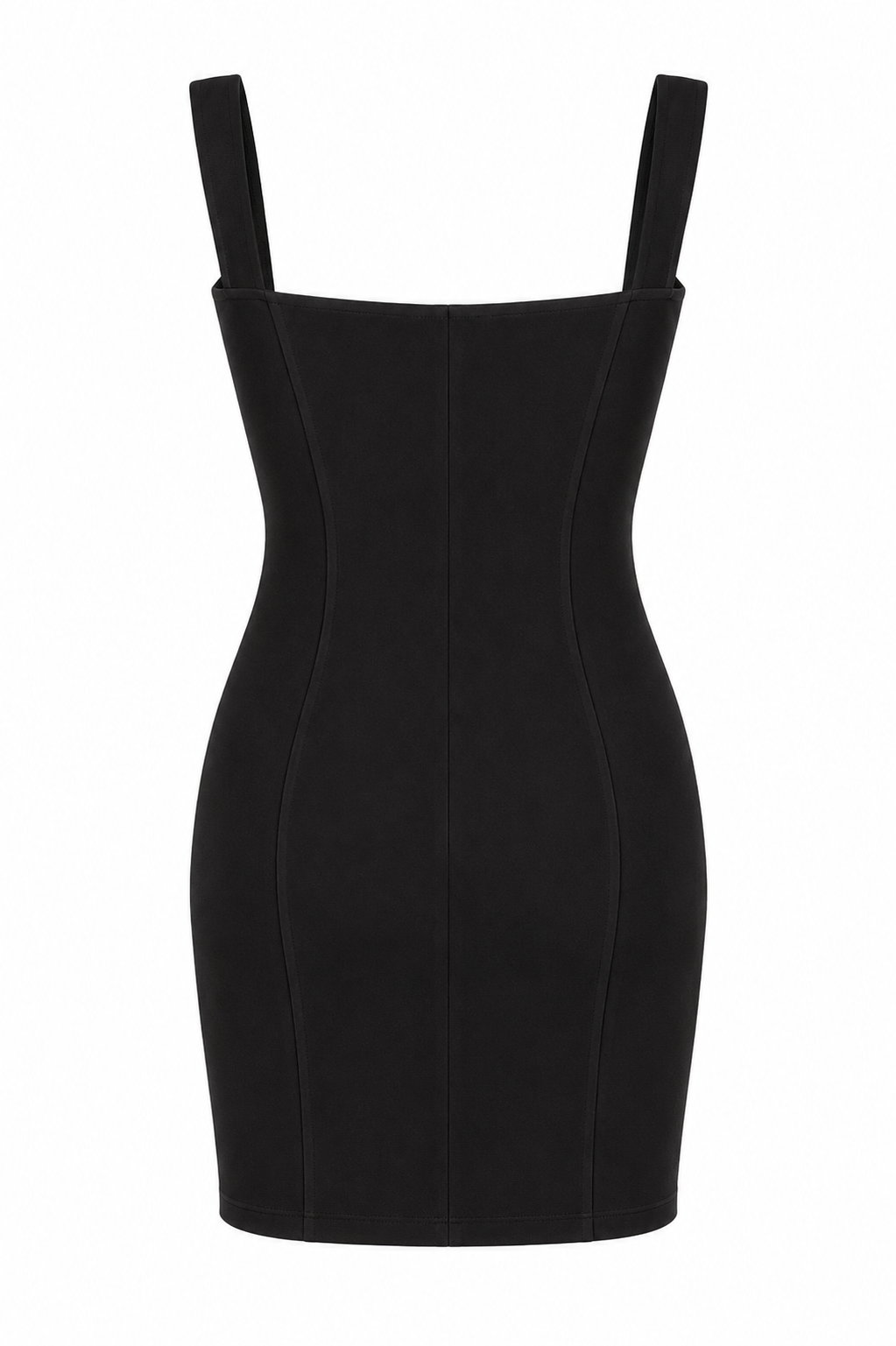 Black Panelled Square Neck Mini Dress
