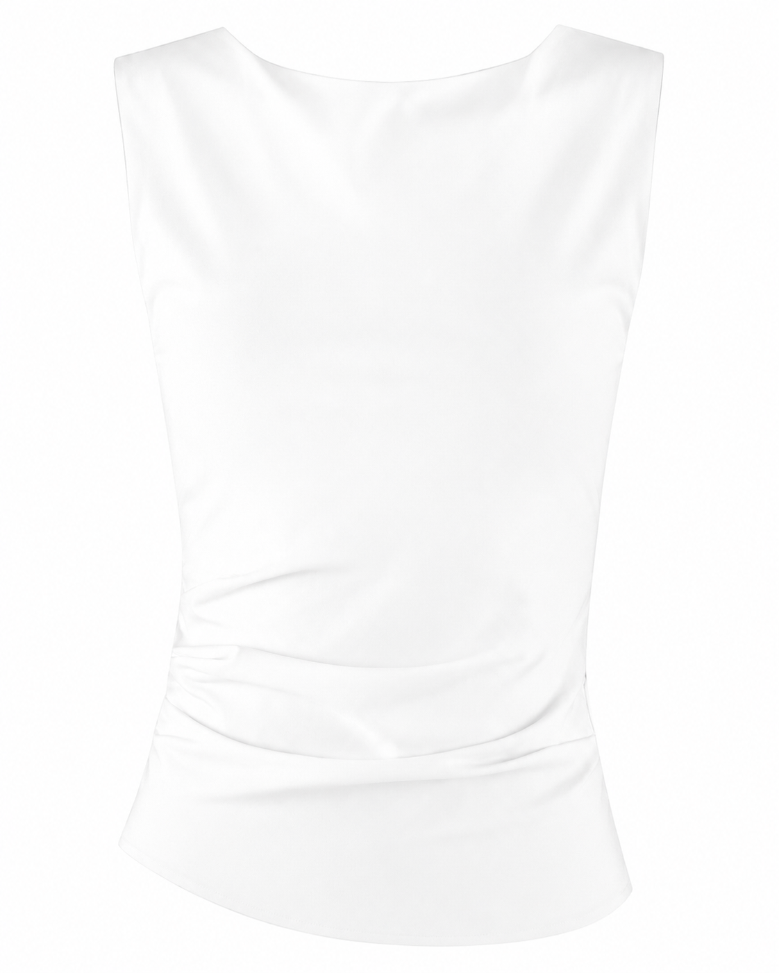 White Asymmetric Hem Satin Top