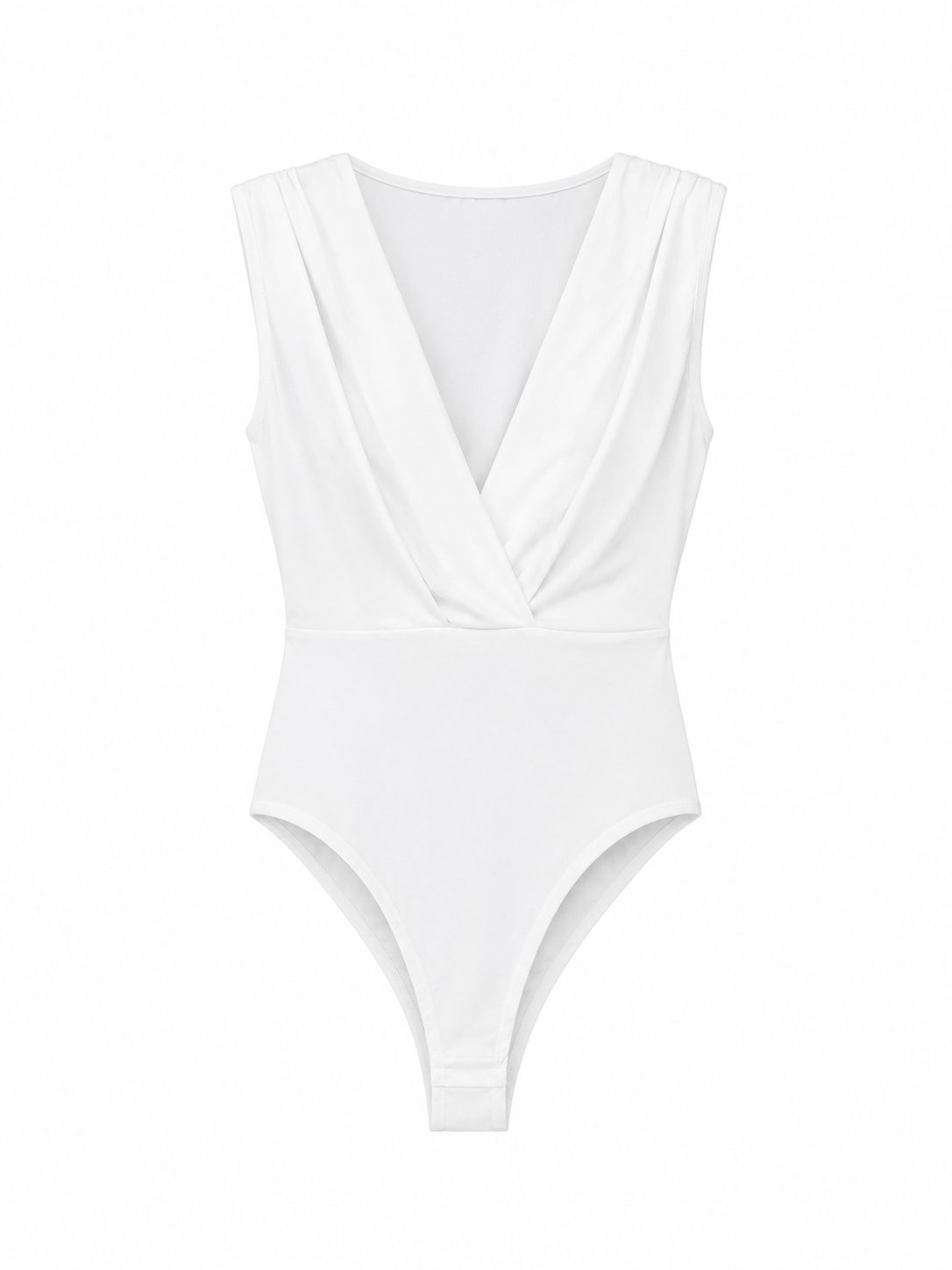 Padded White Cross-Front Bodysuit