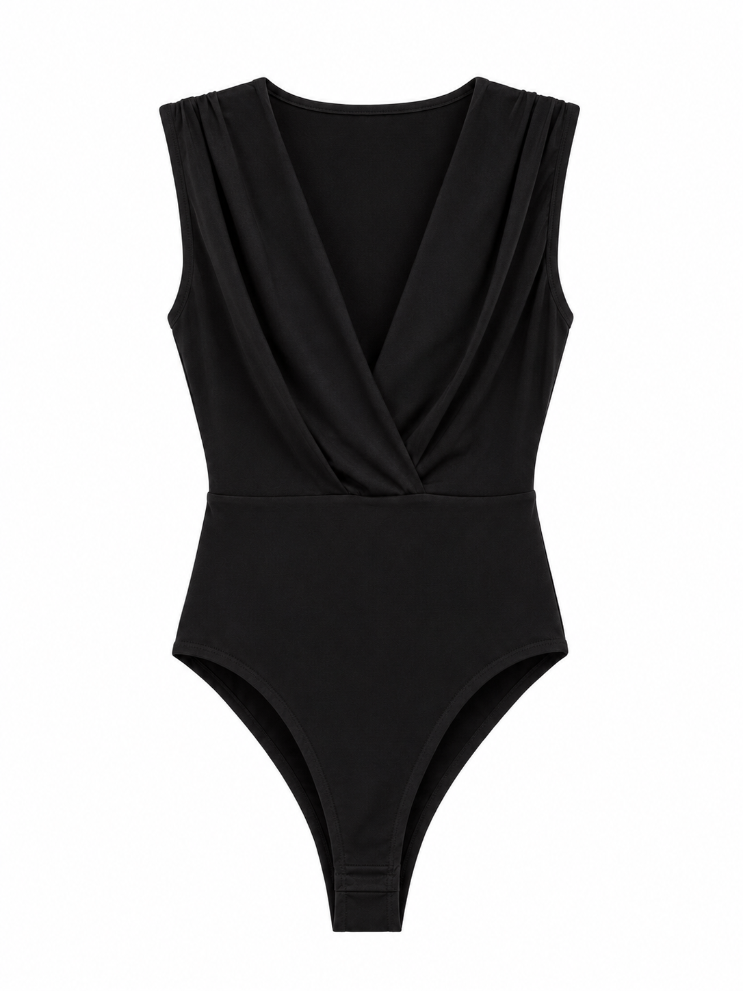 Padded Black Cross-Front Bodysuit