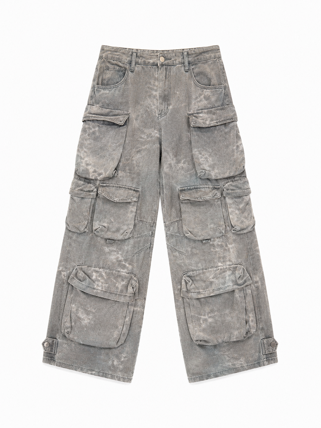 Acid Wash Multi-Pocket Cargo Jeans