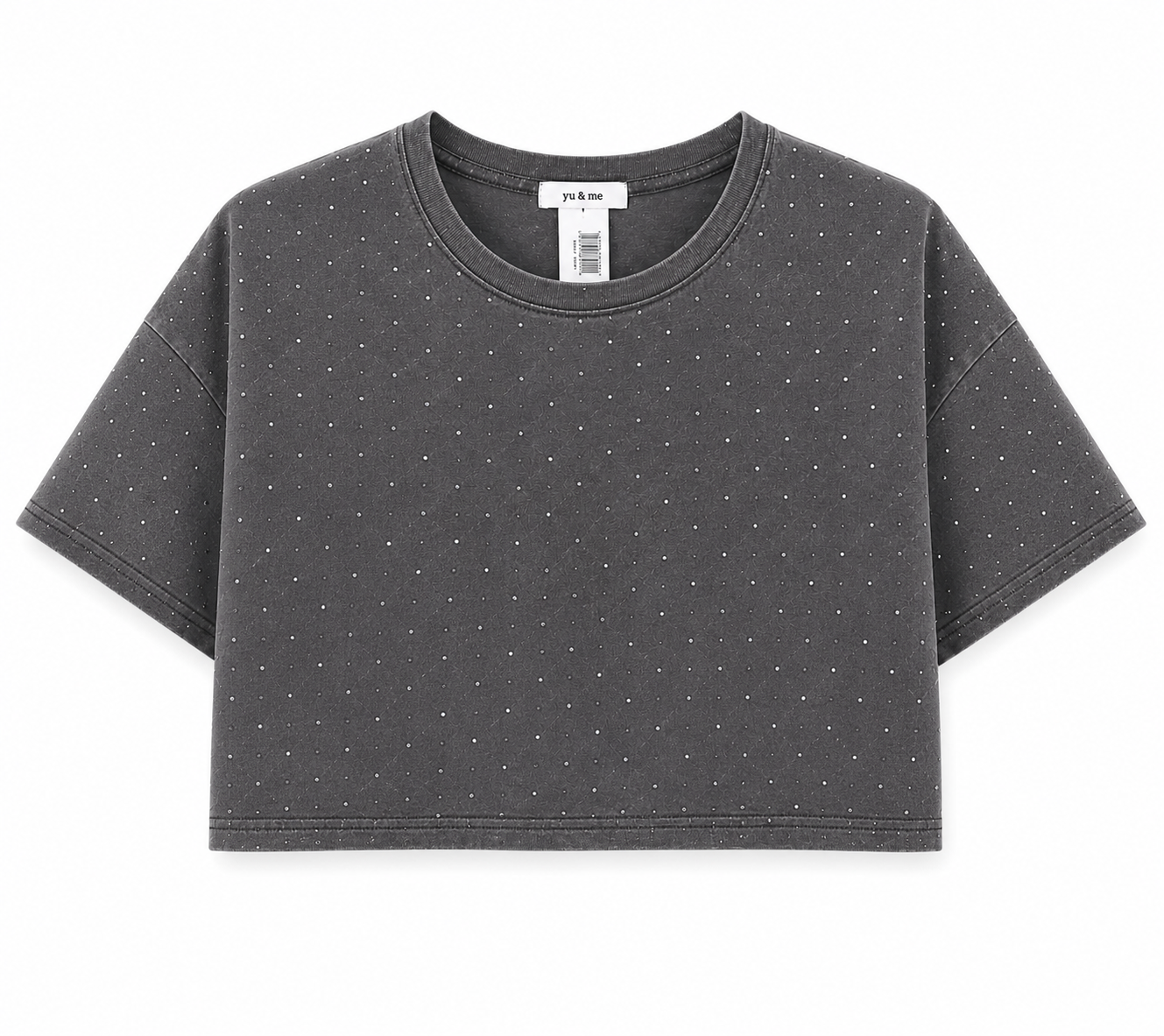 Charcoal Grey Embellished Crop Top