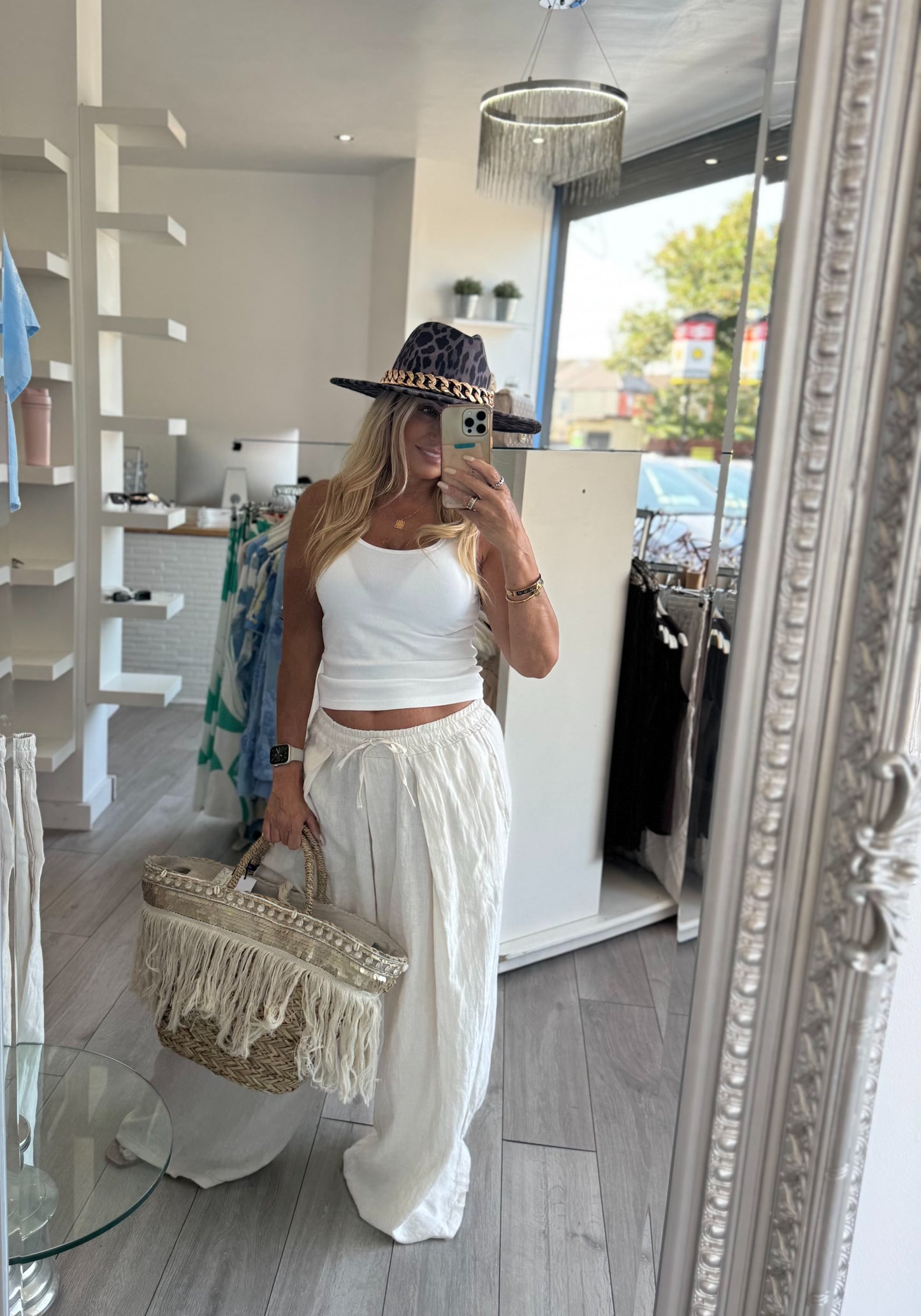 Wide Leg Draw String Linen Pants