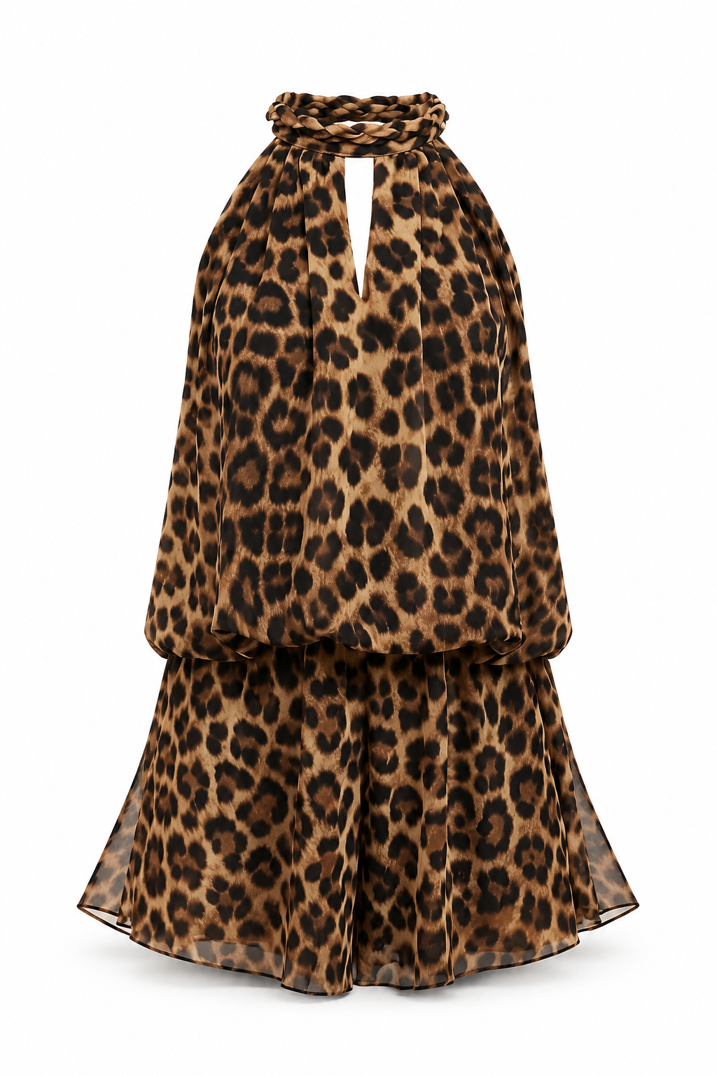 Leopard Chiffon Halterneck Playsuit