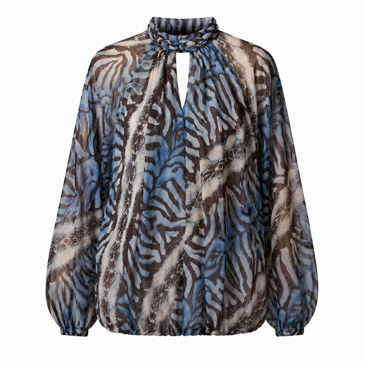 Blue Scarf Print Blouse
