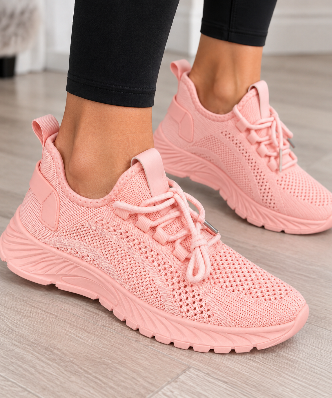 Blush Pink Lightweight Knit Trainers