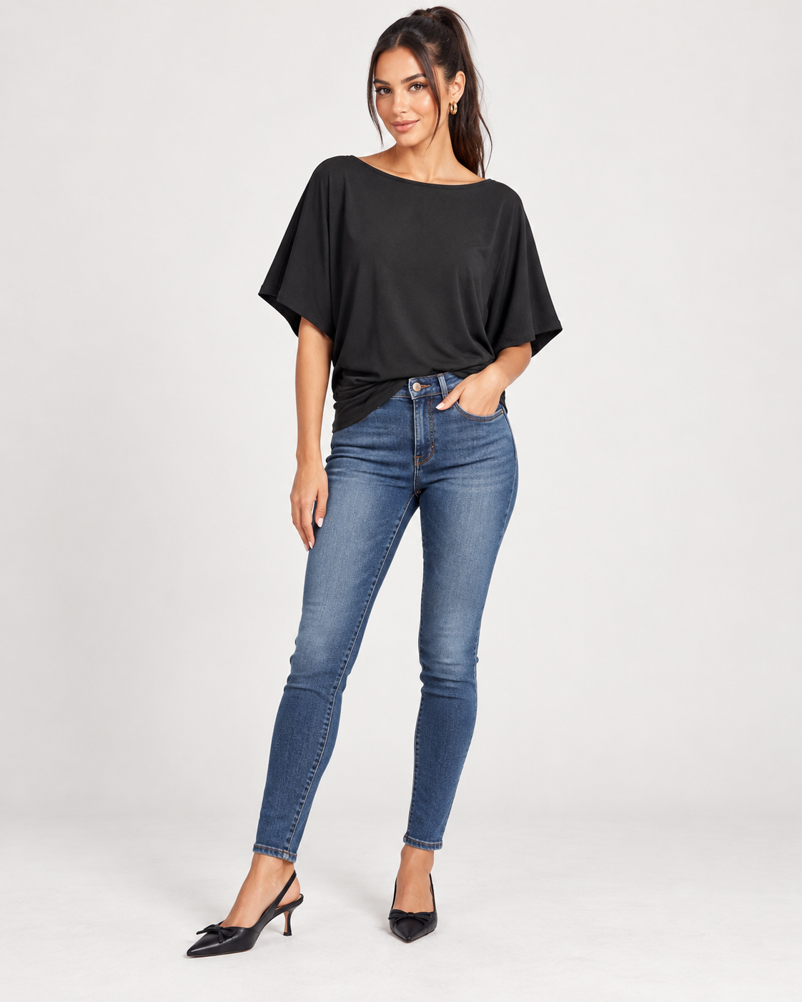 Ruched Slash Neck T Shirt