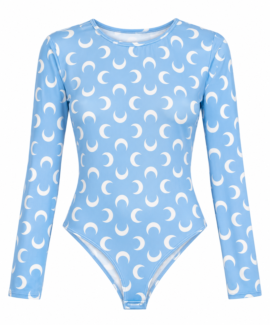 Baby Blue Moon Print Long Sleeve Bodysuit