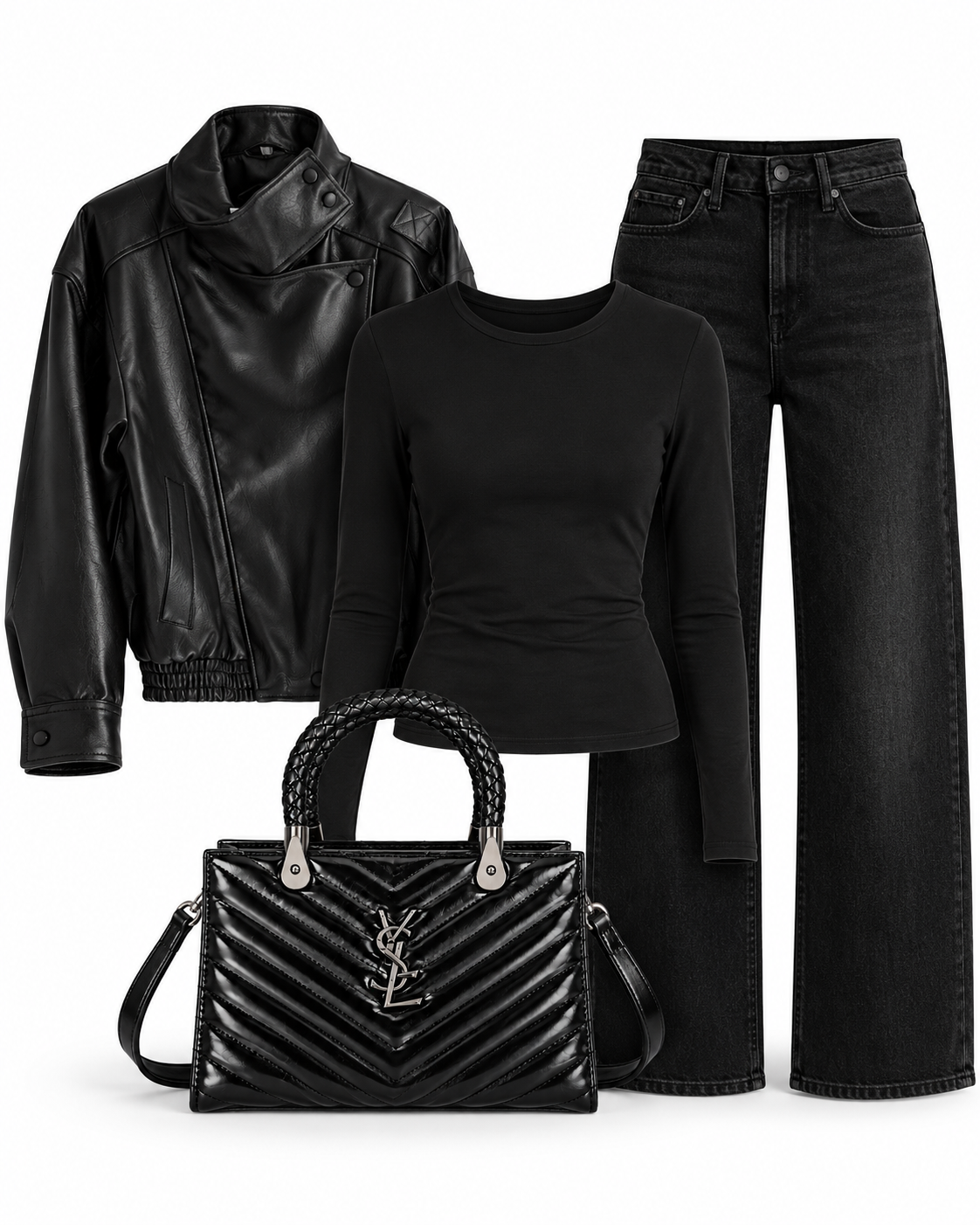 BLACK QUILTED Y BAG