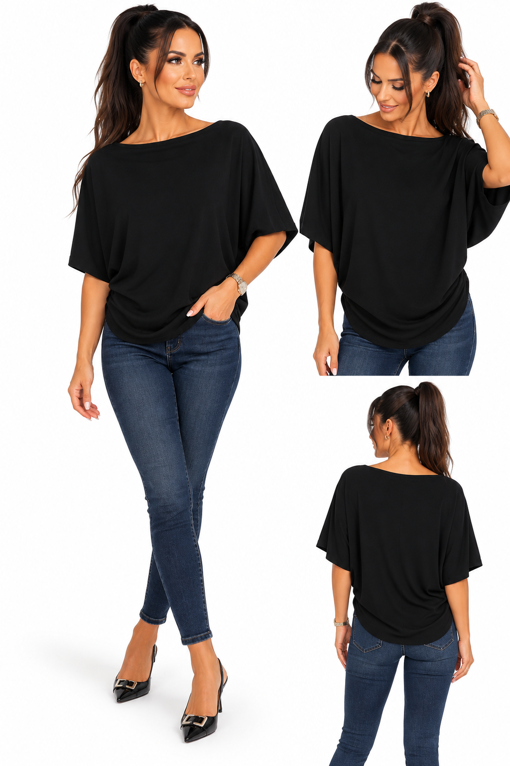 Ruched Slash Neck T Shirt