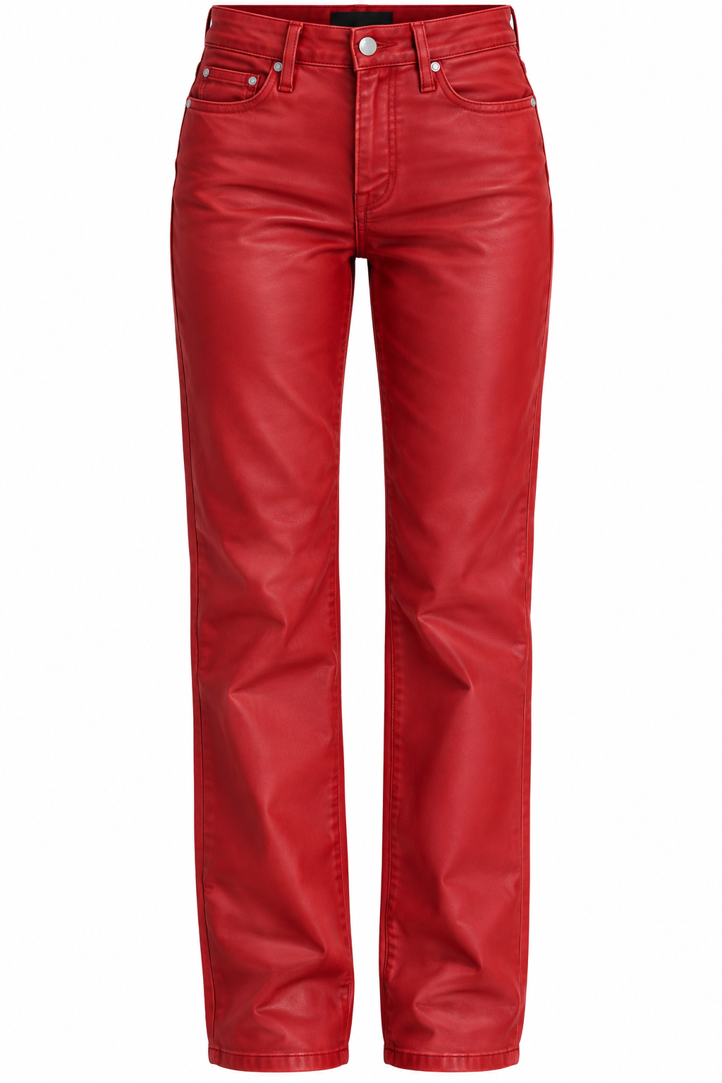 Red Faux Leather Jeans
