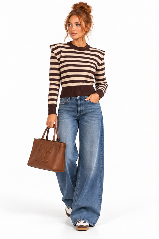 Striped Jumper With Padded Shoulders