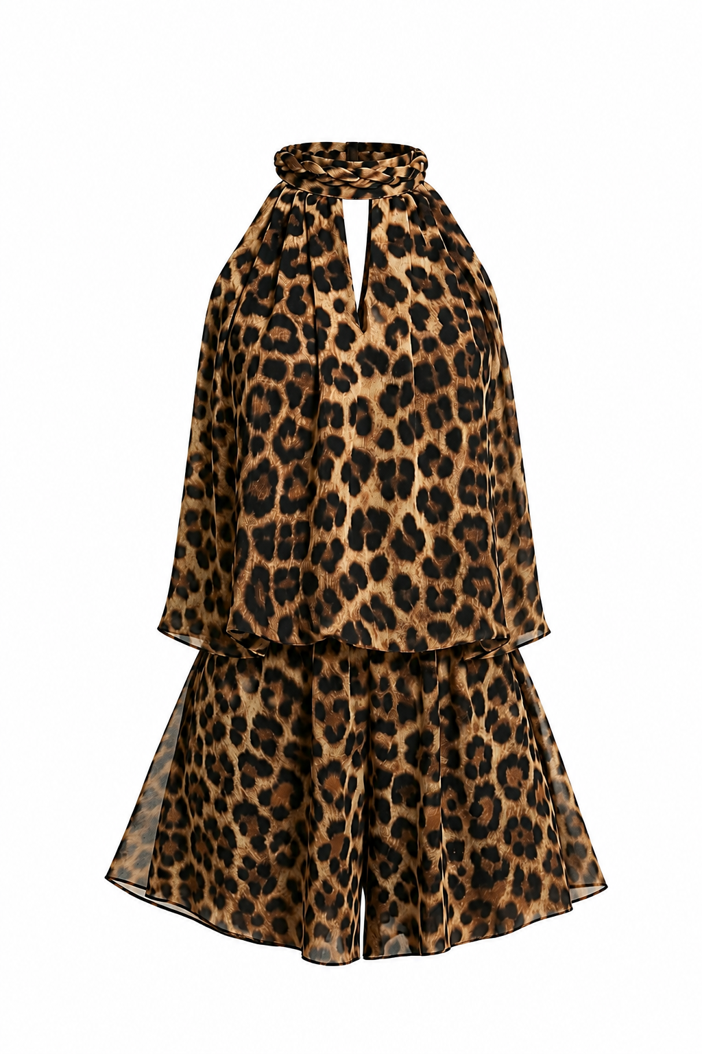 Savannah Leopard Print Halter Playsuit
