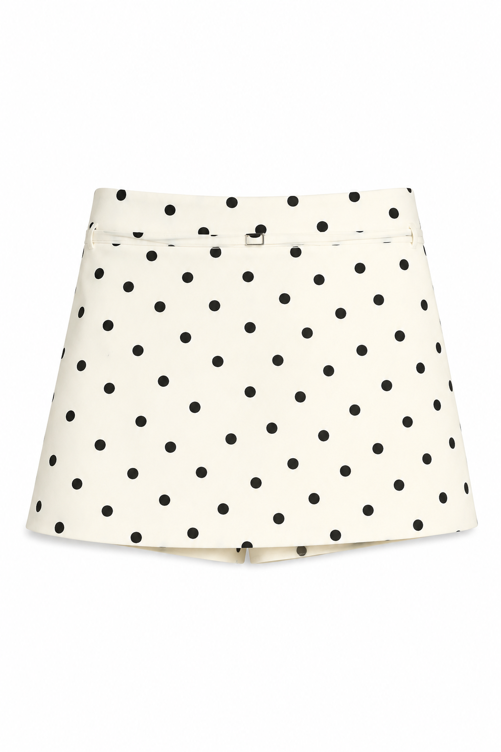 Cream Polka Dot Mini Skort with Belt