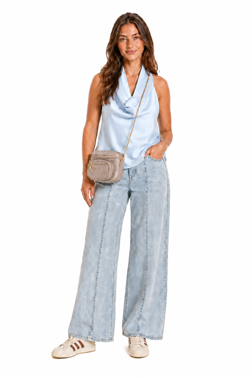 Cowl Halter Neck Asymmetric Blouse