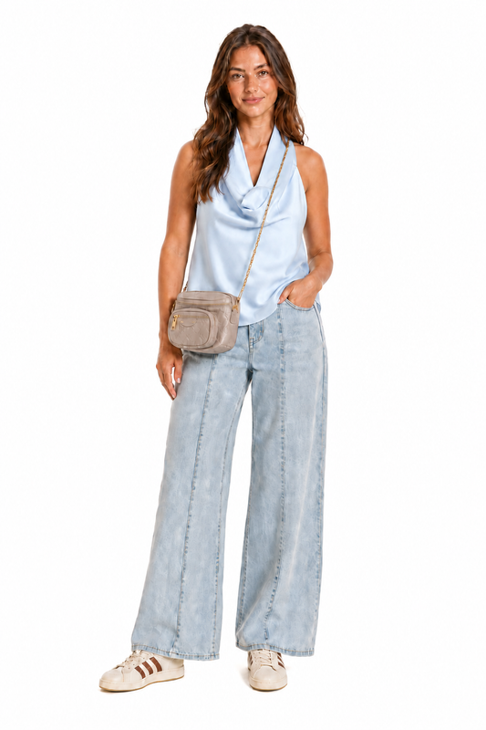 Cowl Halter Neck Asymmetric Blouse