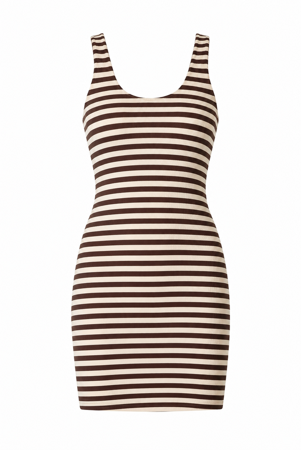 Halter Brown and Ivory Striped Mini Dress