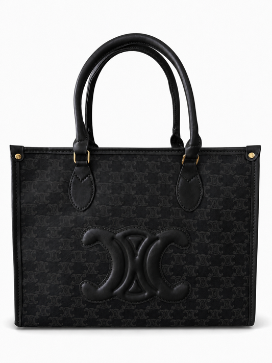 BLACK MONOGRAM TOTE BAG