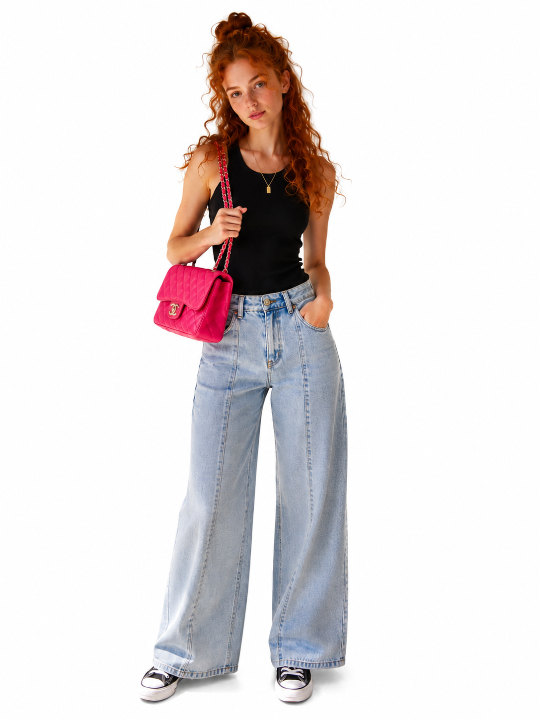 Wide-Leg Panel Jeans