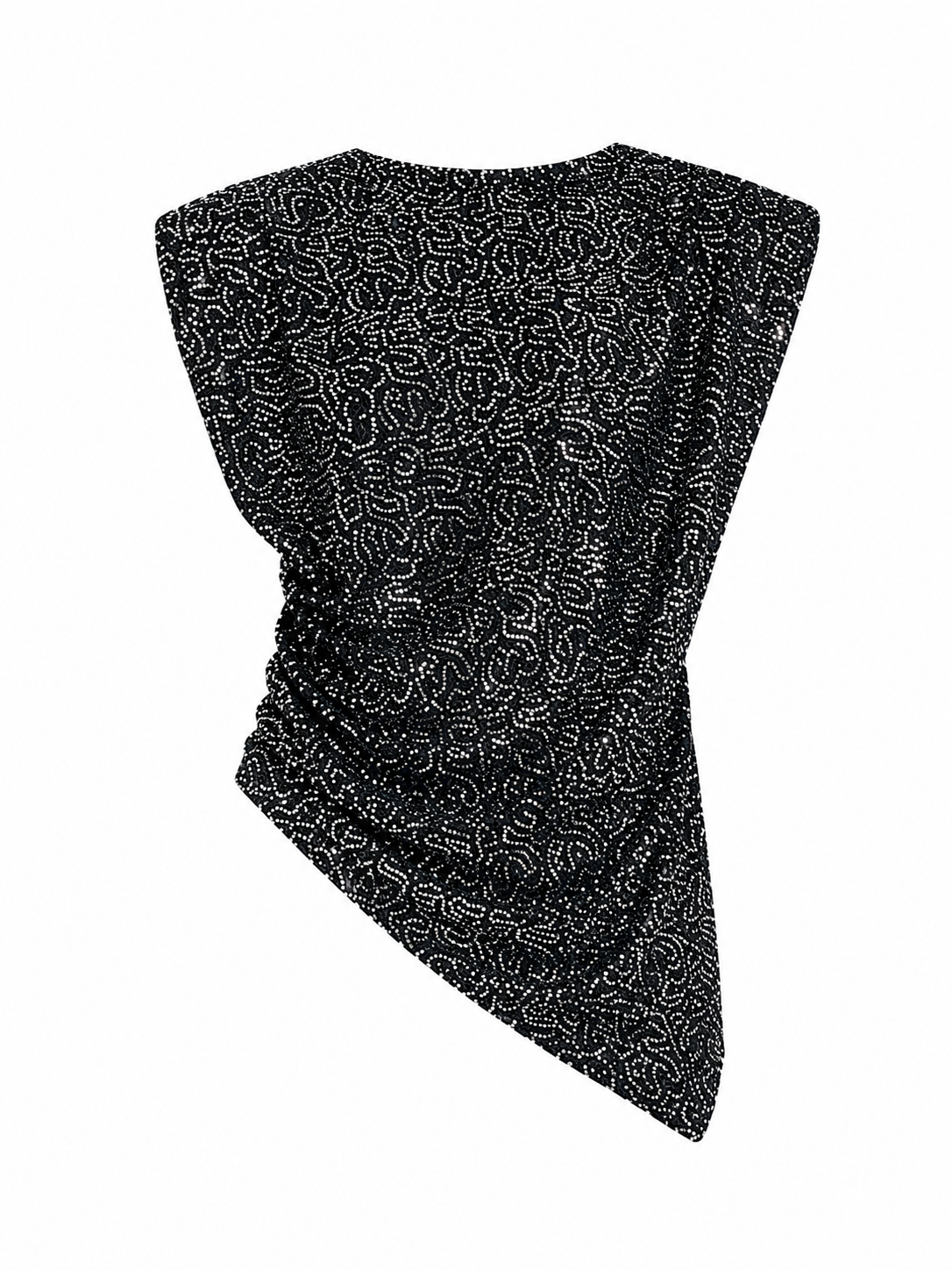 Asymmetric Sequin Padded Shoulder Top