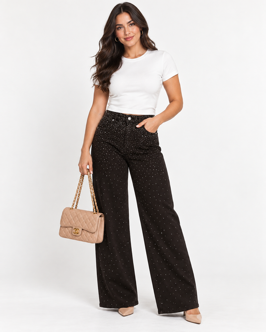 Brown Embellished Jeans