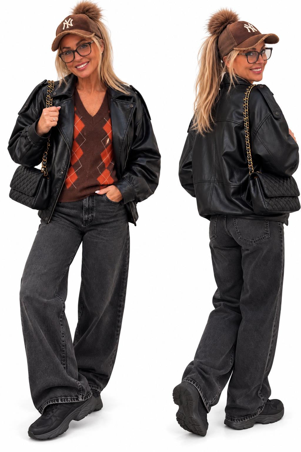 Black Oversized Faux Leather  Jacket