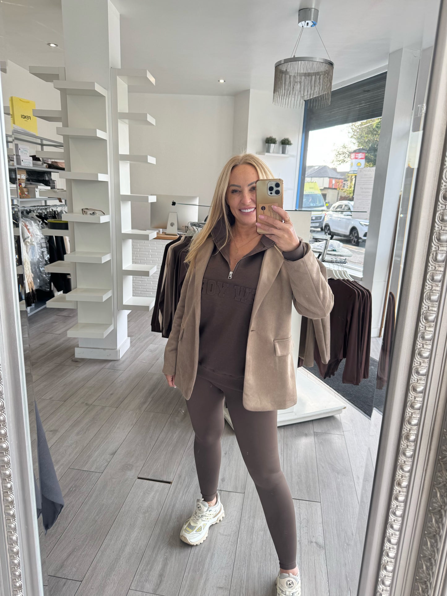 FAUX SUEDE SINGLE BUTTON BLAZER