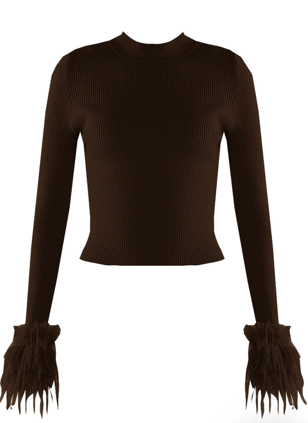 FAUUX FUR CUFF RIBBED JUMPER