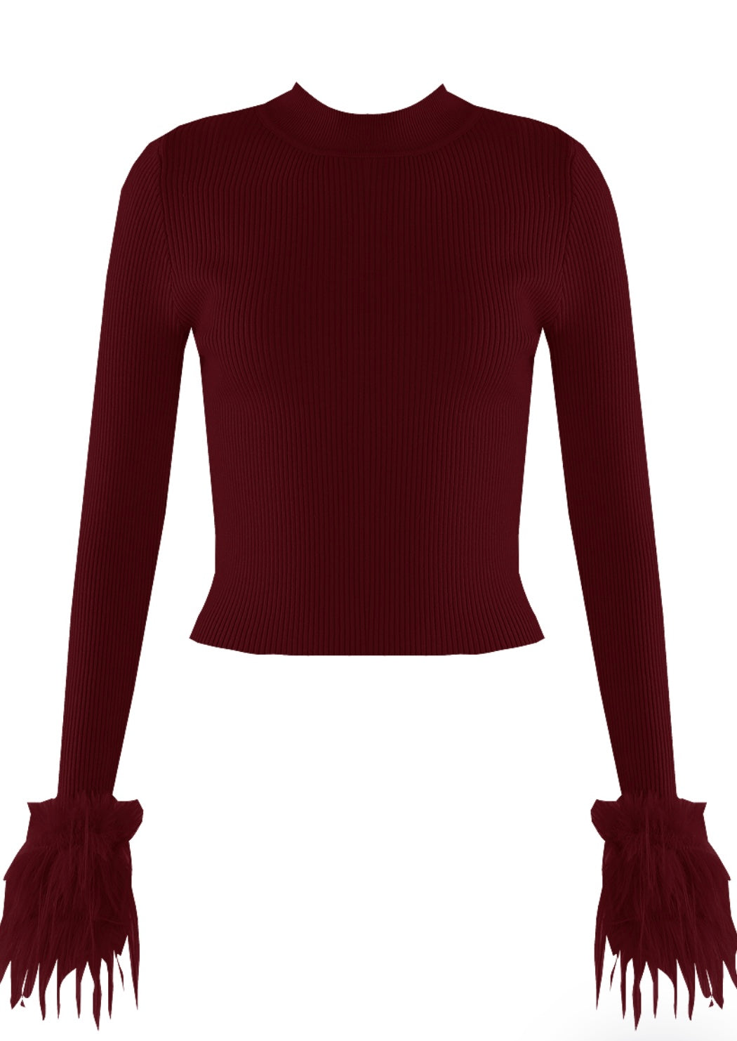 FAUUX FUR CUFF RIBBED JUMPER