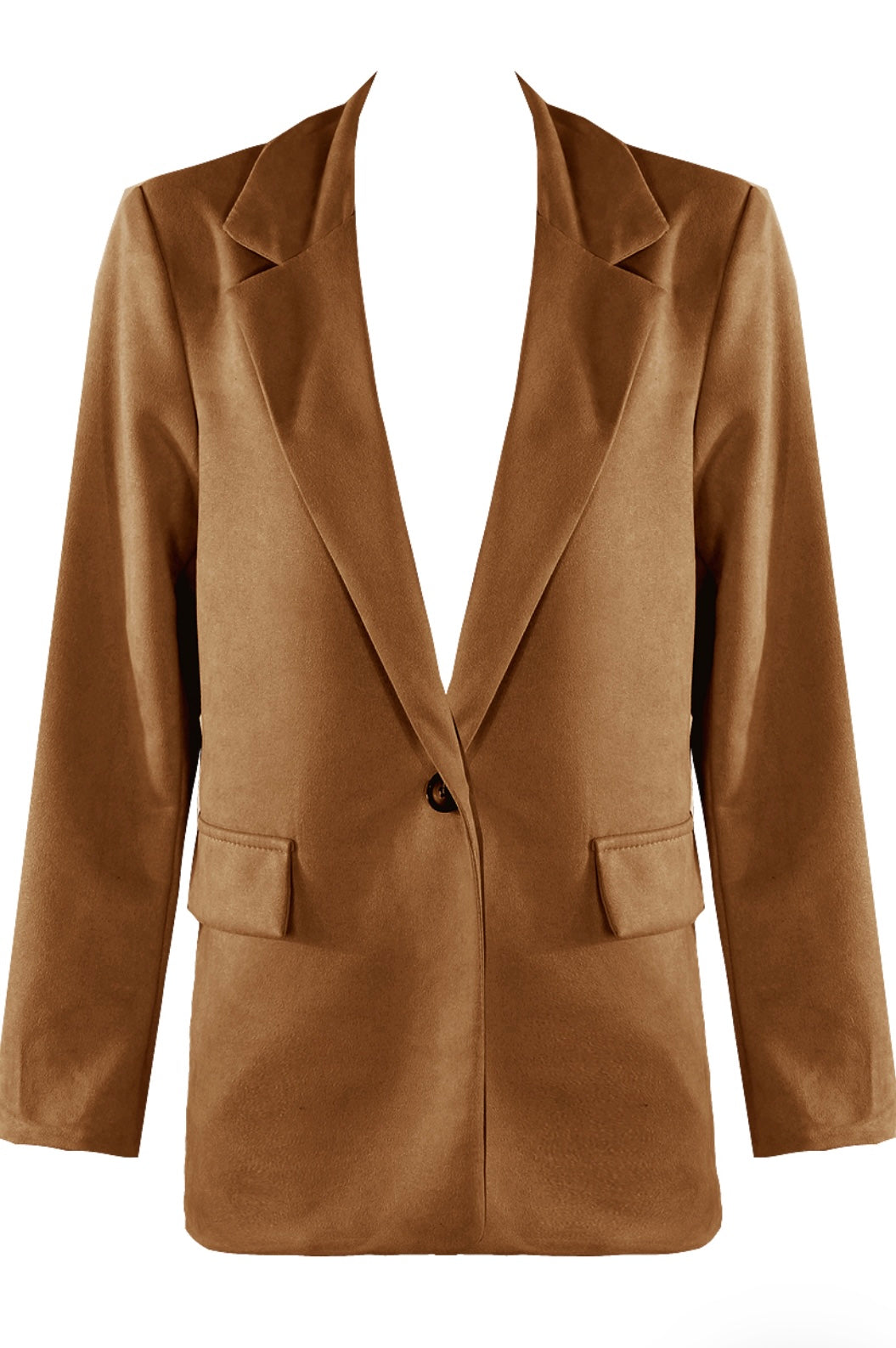FAUX SUEDE SINGLE BUTTON BLAZER