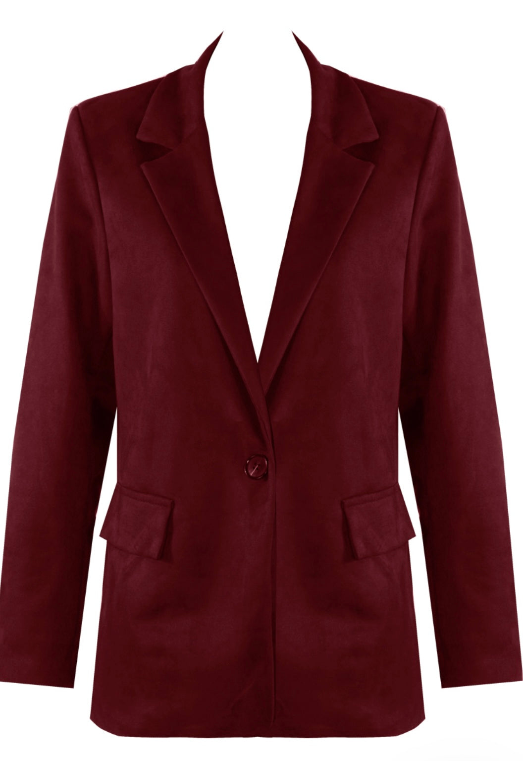 FAUX SUEDE SINGLE BUTTON BLAZER