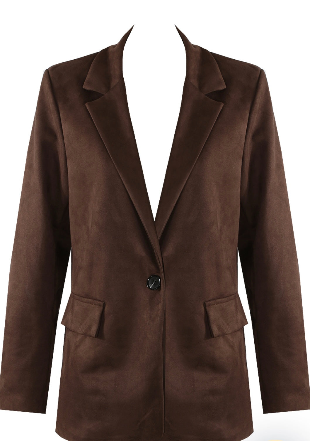 FAUX SUEDE SINGLE BUTTON BLAZER