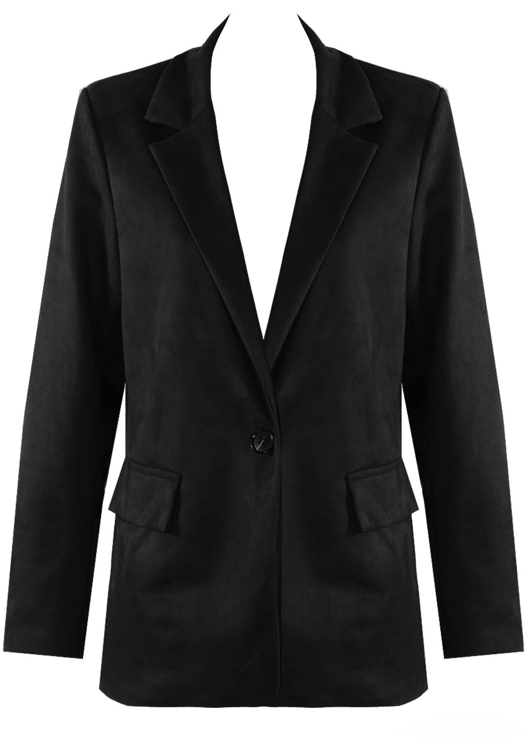 FAUX SUEDE SINGLE BUTTON BLAZER