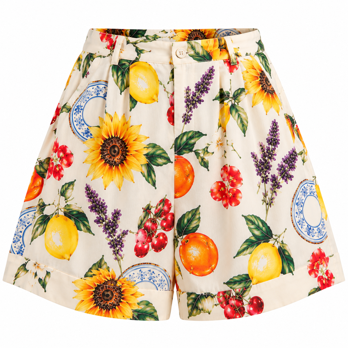 SUNFLOWER PRINT BOXY SHORTS
