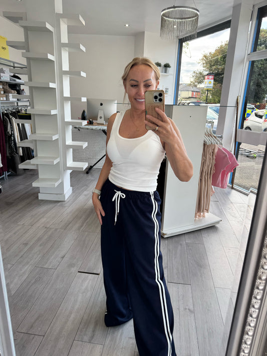 STRAIGHT LEG JOGGERS WITH STRIP DETAIL